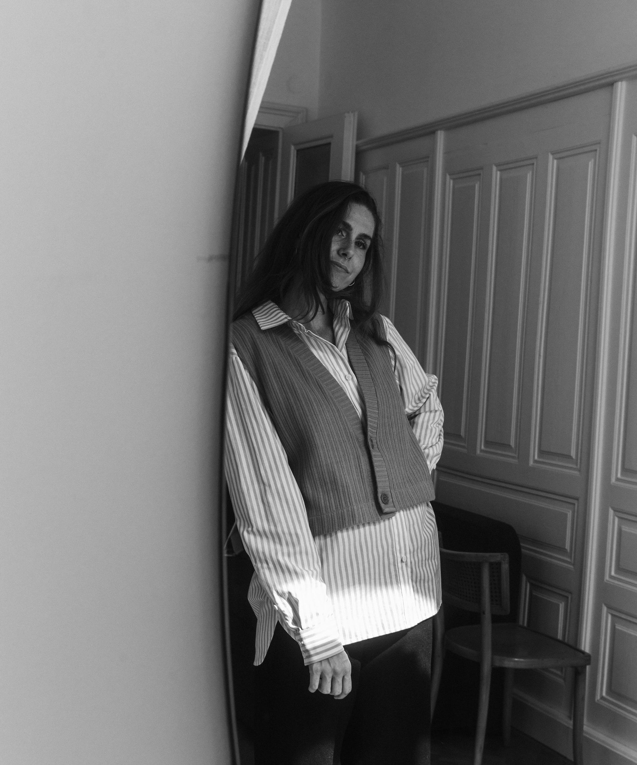 CAPRI Oversized Shirt White-Mustard