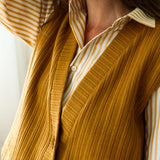 CAPRI Oversized Shirt White-Mustard